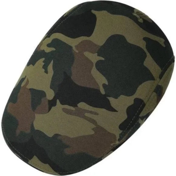 New Men's Cotton Flat Ivy Gatsby Newsboy Driving Hat Cap Green Camouflage - Picture 2 of 6
